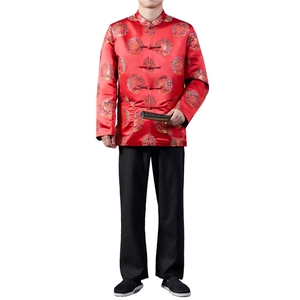 2024高端风唐装绸缎外套男中老年新中式复古盘扣生日宴夹克图片