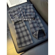美式复古毛呢格子裤男款直筒裤子慵懒风休闲卫裤1008-LCK199-P48，男装休闲裤，星座1008