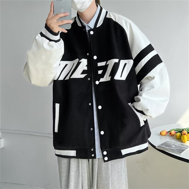 高街字母印花棒球服外套男秋季港风潮牌情侣拼接夹克W5507-P65,男装夹克,星座512-2