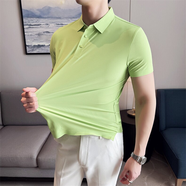 2025主推专利扣子冰丝纯色无痕Polo衫夏季短袖T恤777-特P63,男装T恤,电商D342