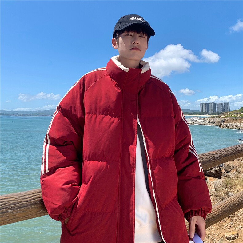 ！冬季条纹五防立领加绒加厚棉衣情侣撞色棉服外套MY7777-p68,男装棉衣,星座610B-1