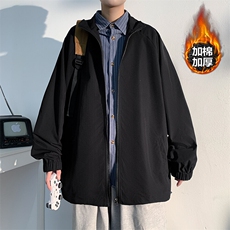 冬款港风大码加厚加棉宽松时尚潮牌百搭男夹克外套J6200J加棉-P60，男装夹克，电商A001-1