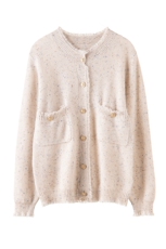 100%羊绒2025秋冬新款女羊绒桂花小香风外搭羊绒上衣羊绒开衫羊绒，女装羊绒衫，濮尚羊绒