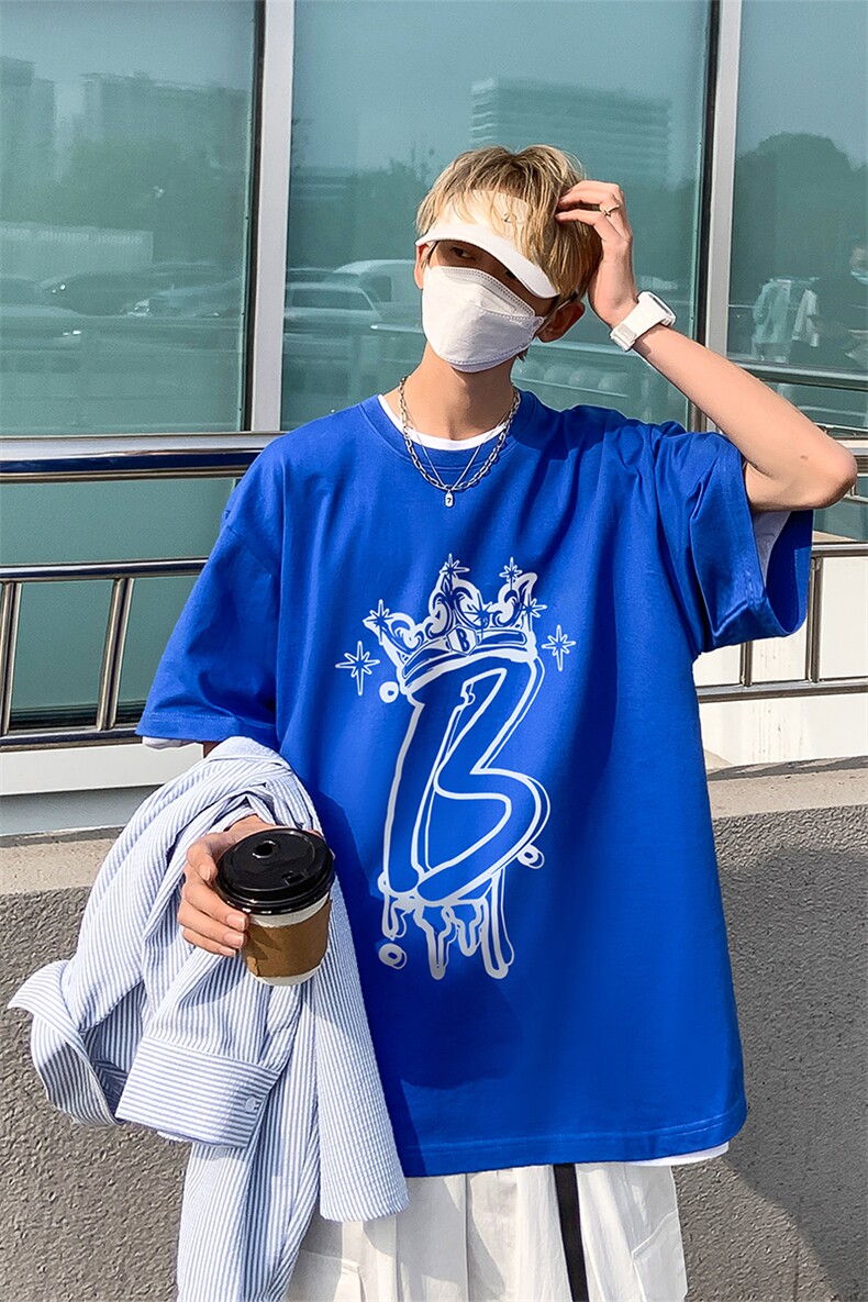 港风夏季字母图案创意印花重磅落肩袖短袖t恤XZ514-2-1298-P28,男装T恤,星座514-2(原B239)