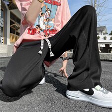 B221抖音高品质夏装新款男女情侣款冰丝拖地长裤子LK22024-P50，男装休闲裤，电商B221