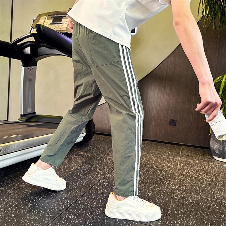 社会小伙夏季新款冰丝裤子男条纹店主风长裤九分裤2254-P58，男装休闲裤，星座313B-2(原星座309A-2)