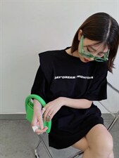 垫肩大版T恤，女装T恤，YSQ Boomboom