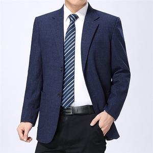男士秋季新款西装外套中年爸爸商务正装西服2023春秋宽松免烫上衣图片