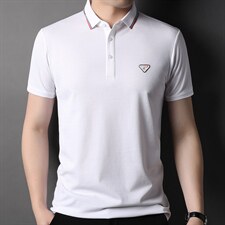 夏季2023年新款高端男士时尚刺绣POLO衫商务休闲短袖纯棉P58，男装T恤，钱塘6003A(原)4033A