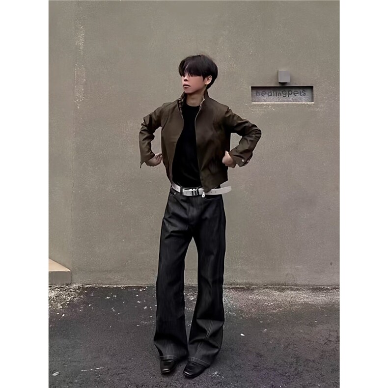 锁色丹宁直筒微宽松深蓝原牛色加长牛仔裤子长裤男NZB5116,男装牛仔裤,星座516A