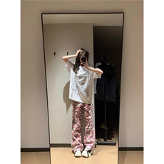 2025新款潮流街头做旧迷彩粉小众大口袋直筒工装裤长裤AA136-P59，男装工装外套，星座208-5