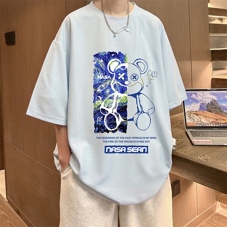 华夫格t恤男短袖男大码五分袖酒店风HT73290-P22,男装T恤,电商A040