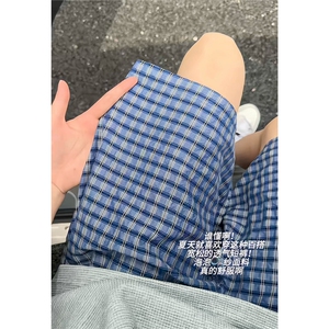 6 泡泡纱格子五分短裤宽松 现货2000件 K997-特P25图片