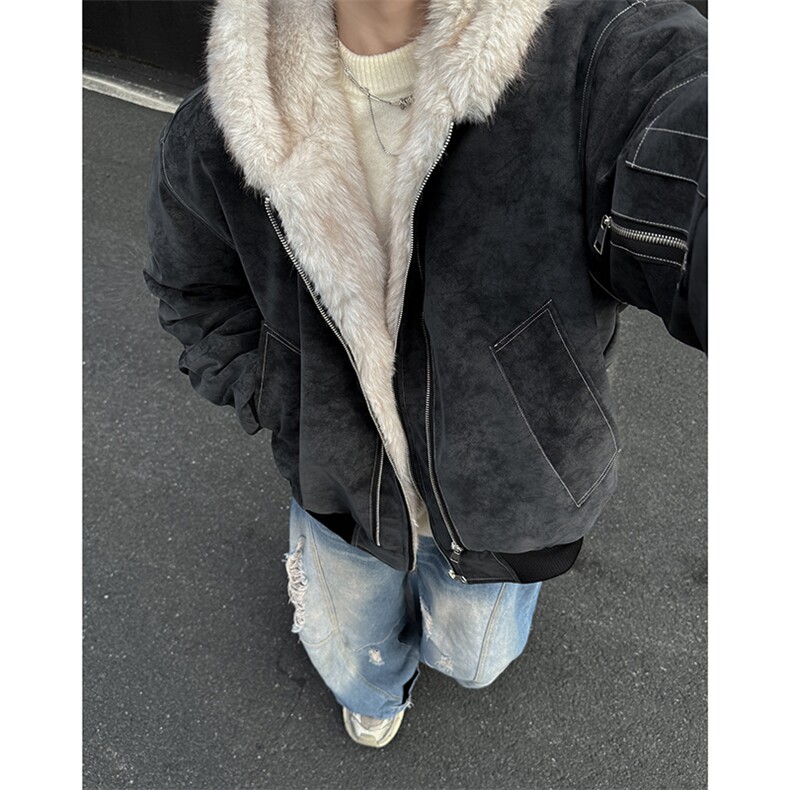 美式高级感座山雕男女同款冬季PU皮夹棉棉服ZX45批118,男装棉衣,星座307A