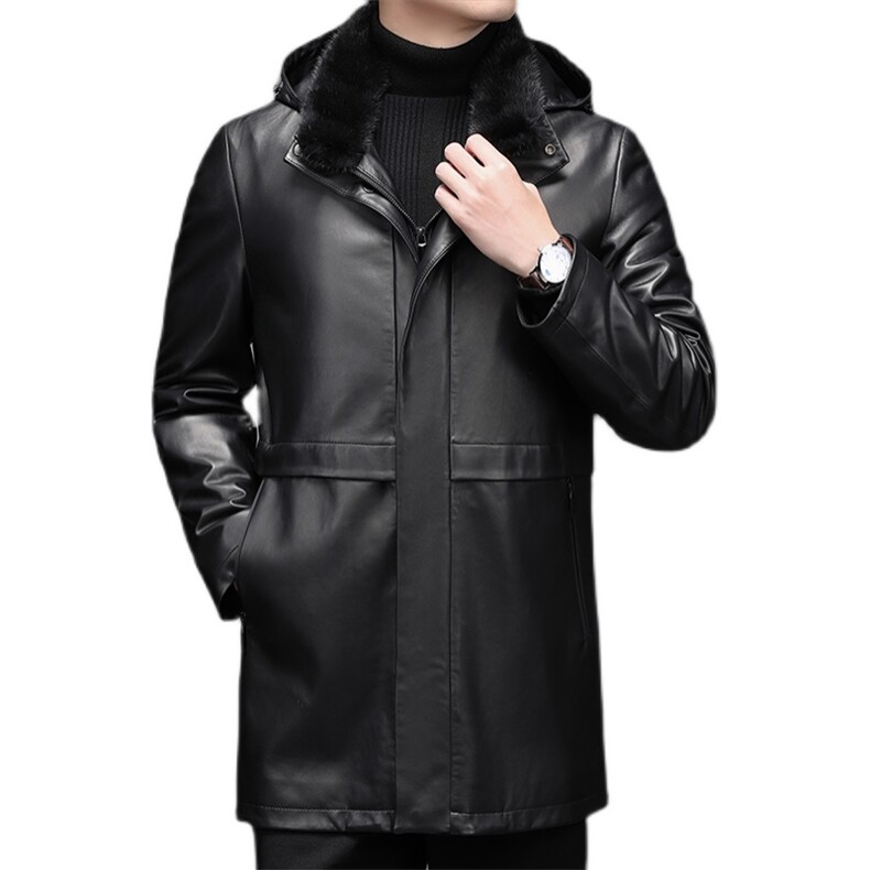 DLSN9807男士2023秋冬皮草绵羊皮皮衣男连帽皮克服风衣P1560,男装皮衣,电商B360