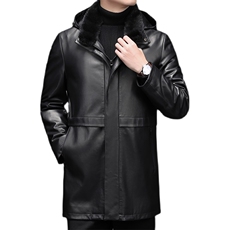 DLSN9807男士2023秋冬皮草绵羊皮皮衣男连帽皮克服风衣P1560，男装皮衣，电商B360