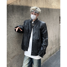 秋季小众高级感立领机车皮衣男宽松短款垫肩外套JK8552P85，男装皮衣，星座1116-2