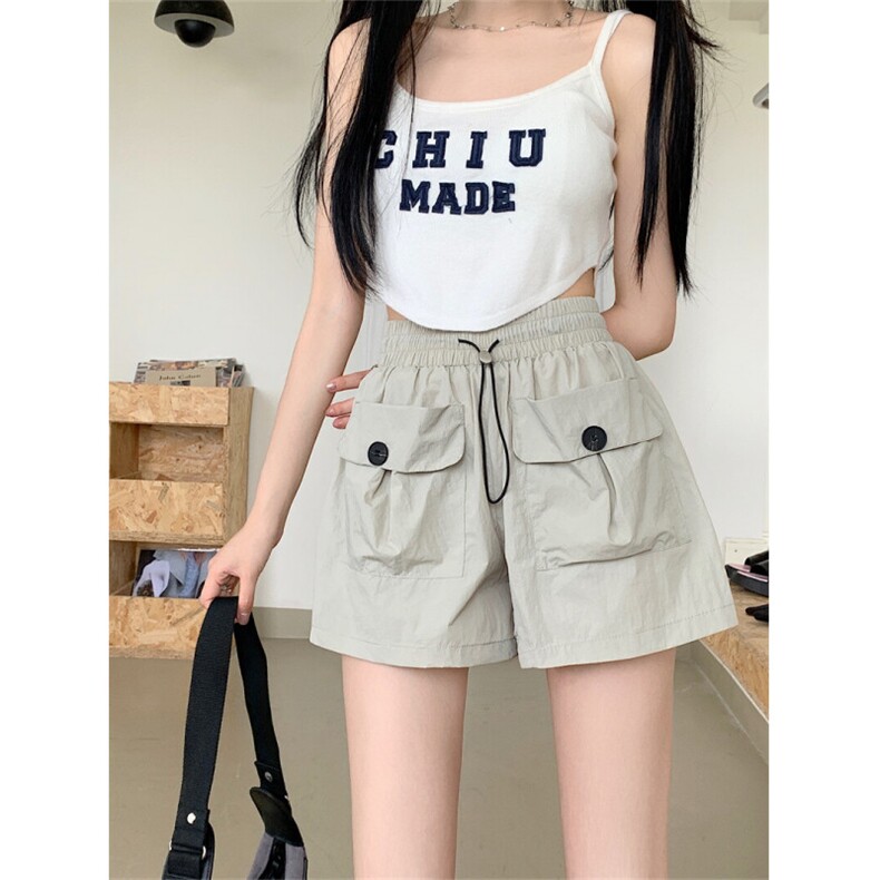 JK2506-p30辣妹速干工装短裤女夏季大口袋抽绳A字休闲阔腿裤，女装半身裙，星座617A-2