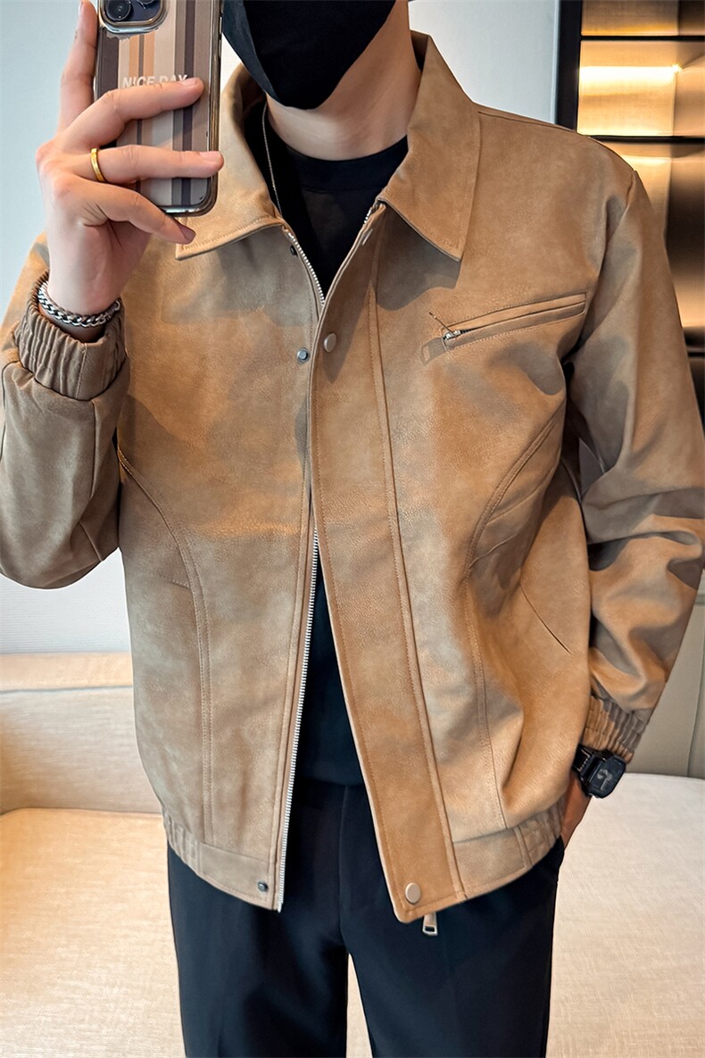 潮流皮衣外套男春秋季复古百搭拉链宽松机车服pu皮夹克潮JK2590,男装夹克,星座301B-1