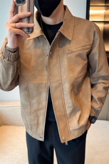潮流皮衣外套男春秋季复古百搭拉链宽松机车服pu皮夹克潮JK2590，男装夹克，星座301B-1