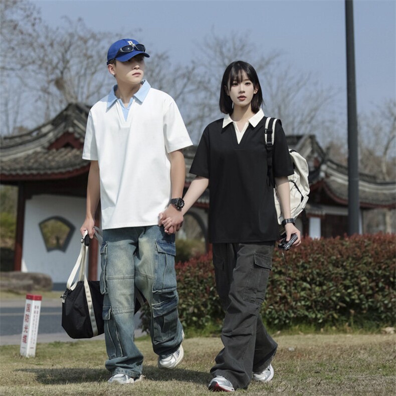 夏季大码公版拼色翻领POLO衫男休闲T恤短袖,男装T恤,星座1107-1