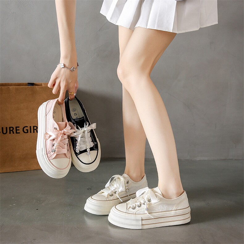 帆布鞋女2024夏季新款学生韩版ins百搭厚底板鞋春秋休闲鞋子，女鞋帆布鞋，星座1407-3