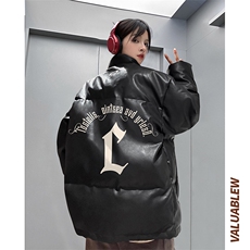 均可提供短视频高品质港风C英文百搭PU皮加厚棉衣PM81-p110控148，男装棉衣，星座508（原C305）