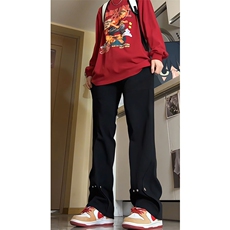 美式高街复古微喇牛仔裤男款春秋显瘦铆钉直筒裤子KZ015P60加绒70，男装牛仔裤，电商B312