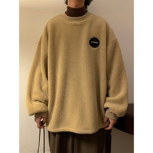 WY1704-P65 刺绣冬季羊羔毛圆领卫衣男士大码保暖加厚外套 控88图片
