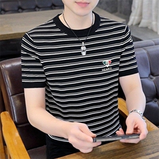 7936-P55夏季休闲时尚短袖毛衣男打底衫欧货T恤潮牌针织衫，男装T恤，电商D310B-1