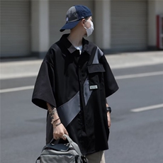 日系潮流长袖男简约时尚青春流行新款ins百搭夏季衬衫潮宽松型，男装衬衫，星座716-2