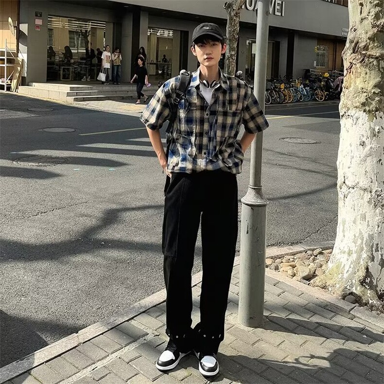 牛仔裤定制美式秋季潮牌男直筒休闲设计感痞帅工装宽松个性长裤子,男装牛仔裤,星座1013
