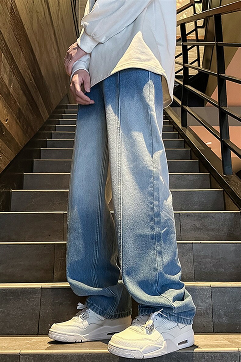2024春季新款外景大码美式水洗渐变牛仔裤M-5XGK24102-P50,男装牛仔裤,电商A022