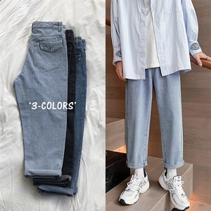 简约牛仔裤新款情侣百搭休闲裤纯色水洗牛仔裤K91P45控58图片