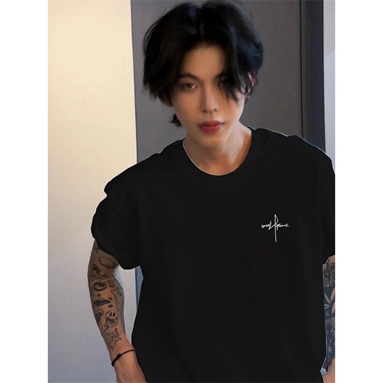 可设48小时发货支持抖音得物来样二开230克重磅美式短袖t恤MT414，男装T恤，电商A486