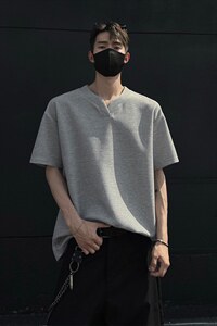 特批250克男装夏季新款大码宽松短袖T恤夏装V领打底衫S399P20图片