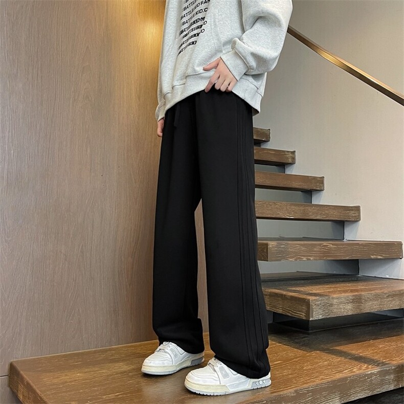 M-8XL春季重磅卫裤大码侧边褶皱裤子休闲阔腿长裤运动裤KZ1901P50，男装休闲裤，电商B238