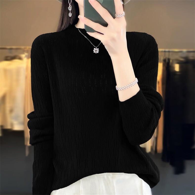 秋冬季新款纯色毛衣女宽松显瘦时尚百搭针织上衣图片
