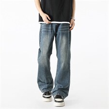 微喇牛仔裤男款夏季半松紧潮流美式vibe复古XZ201-7110P42，男装牛仔裤，星座201