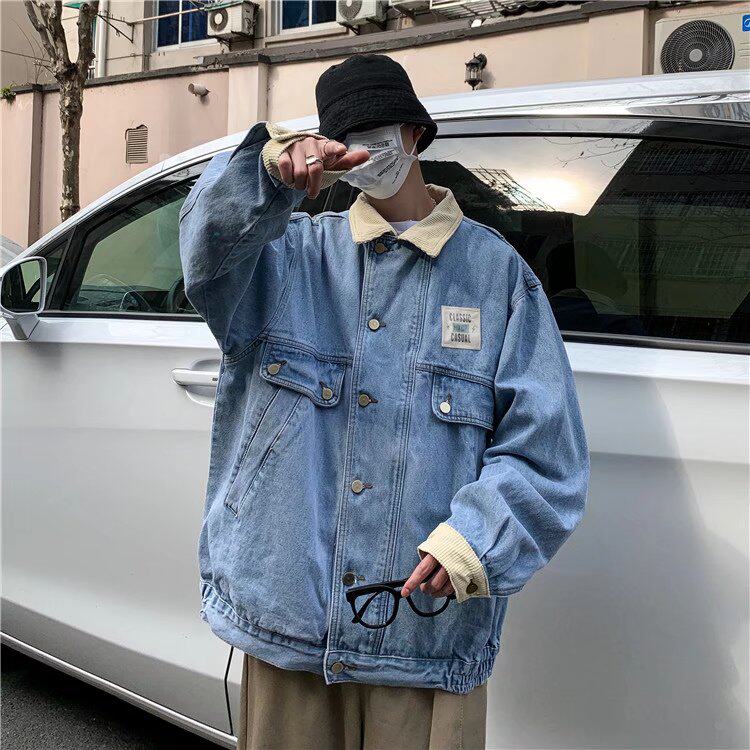 牛仔夹克男衣服韩版宽松潮流帅气百搭青少年休闲百搭工装外套男,男装工装外套,星座1210-1