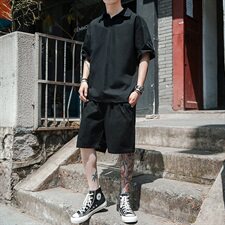 2021夏新款短袖t恤男休闲套装帅气两件套潮流DS778T，男装T恤，电商A102