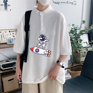 PL57158-P35 翻领短袖polo衫男大码胖子半袖t恤男有领保罗衫 模特图片
