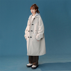 1中性牛角扣加棉呢可拆卸帽大码M-5XL大衣外套女FY8716P138控188，女装短外套，星座226-2