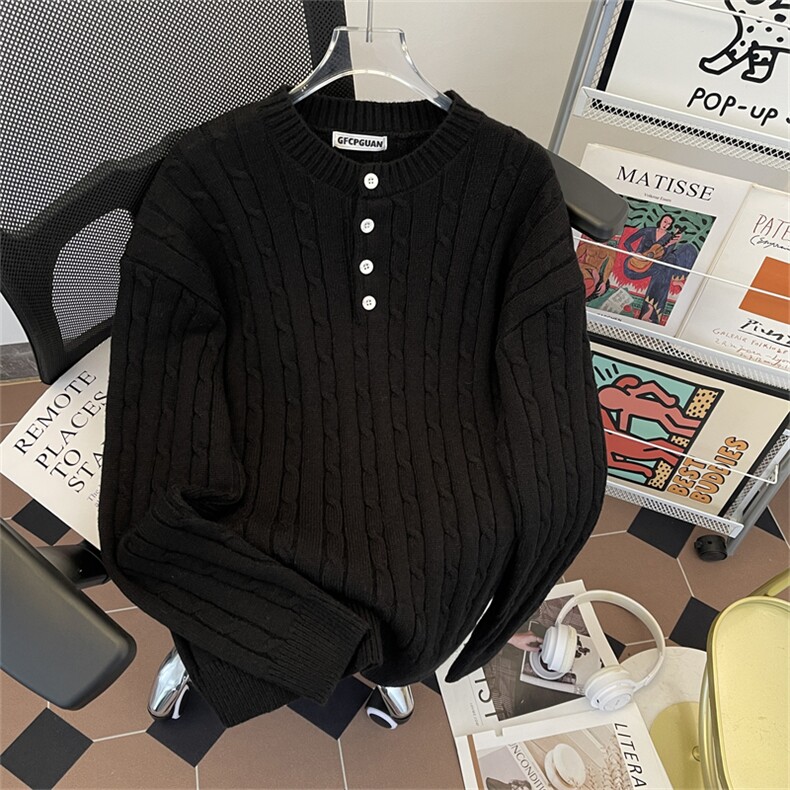 毛衣男秋冬季美式复古vintage慵懒风高级感宽松针织衫M144,男装针织衫/毛衣,星座1116A-1（原606A）