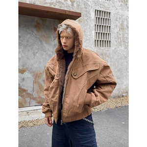 美式座山雕连帽棉服男2025秋冬新款宽松夹克外套MF422-P120图片
