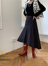 秋季新品，定制压褶，不规则设计半裙，女装半身裙，缈希