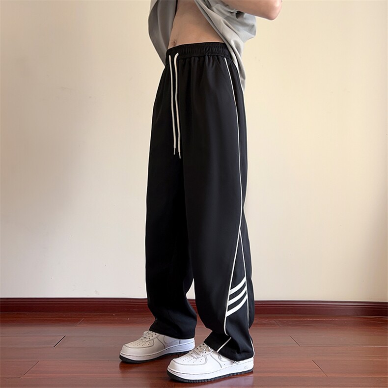 直播数据款春季新款撞色侧条纹伞兵裤宽松直筒休闲裤K503-P32,男装休闲裤,星座914-3