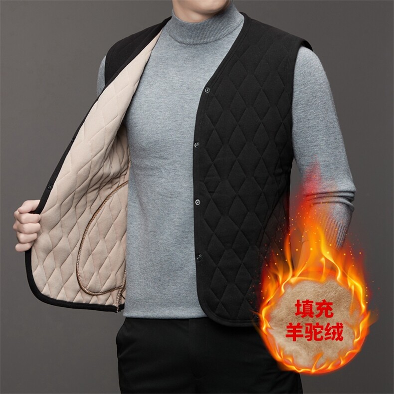 秋冬背心加绒加厚马甲中老年男士坎肩爷爷保暖内搭外搭男士马甲图片