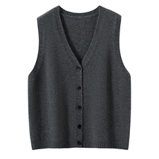 2025年秋季时尚百搭通勤简约双股V开衫马甲，女装马甲，朝思纯山羊绒