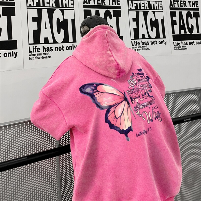 美式重磅水洗复古连帽卫衣潮流大码潮牌做旧XZ517A-BK6677-P68，男装卫衣，星座517A